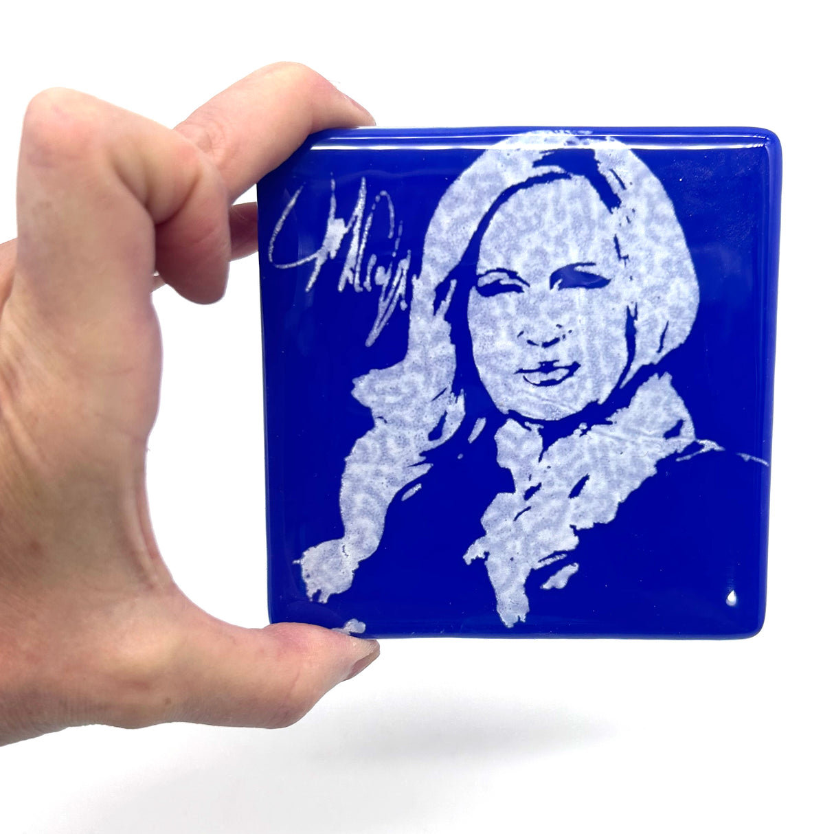 Jennifer Coolidge Handmade 4" Fused Glass Single Coaster