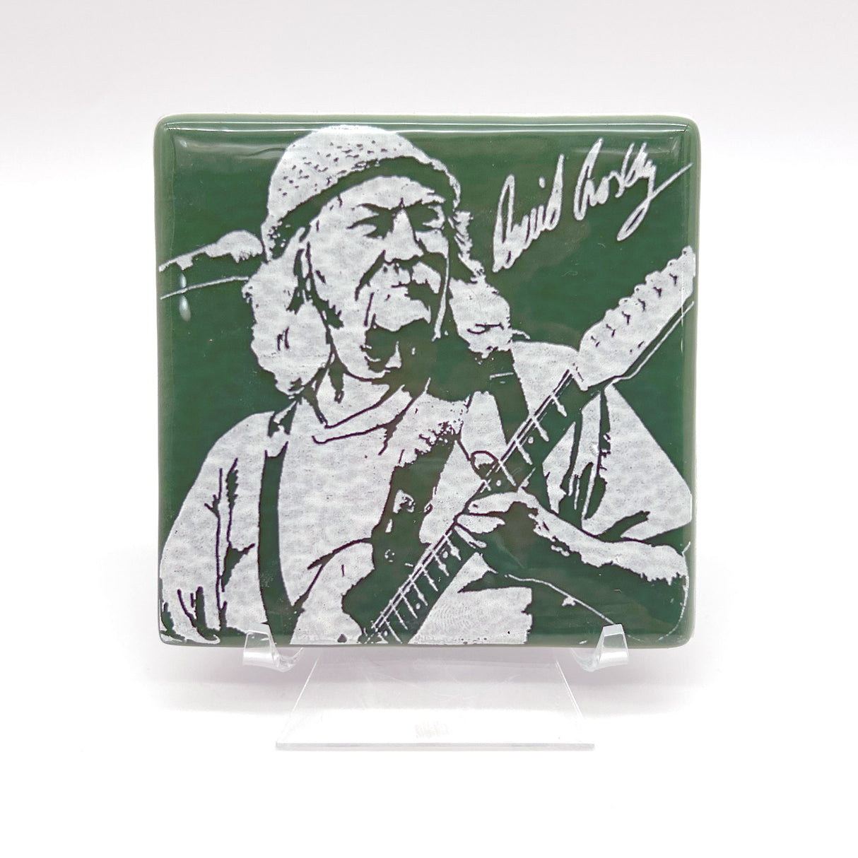 David Crosby Fused Glass 4" Single Coaster