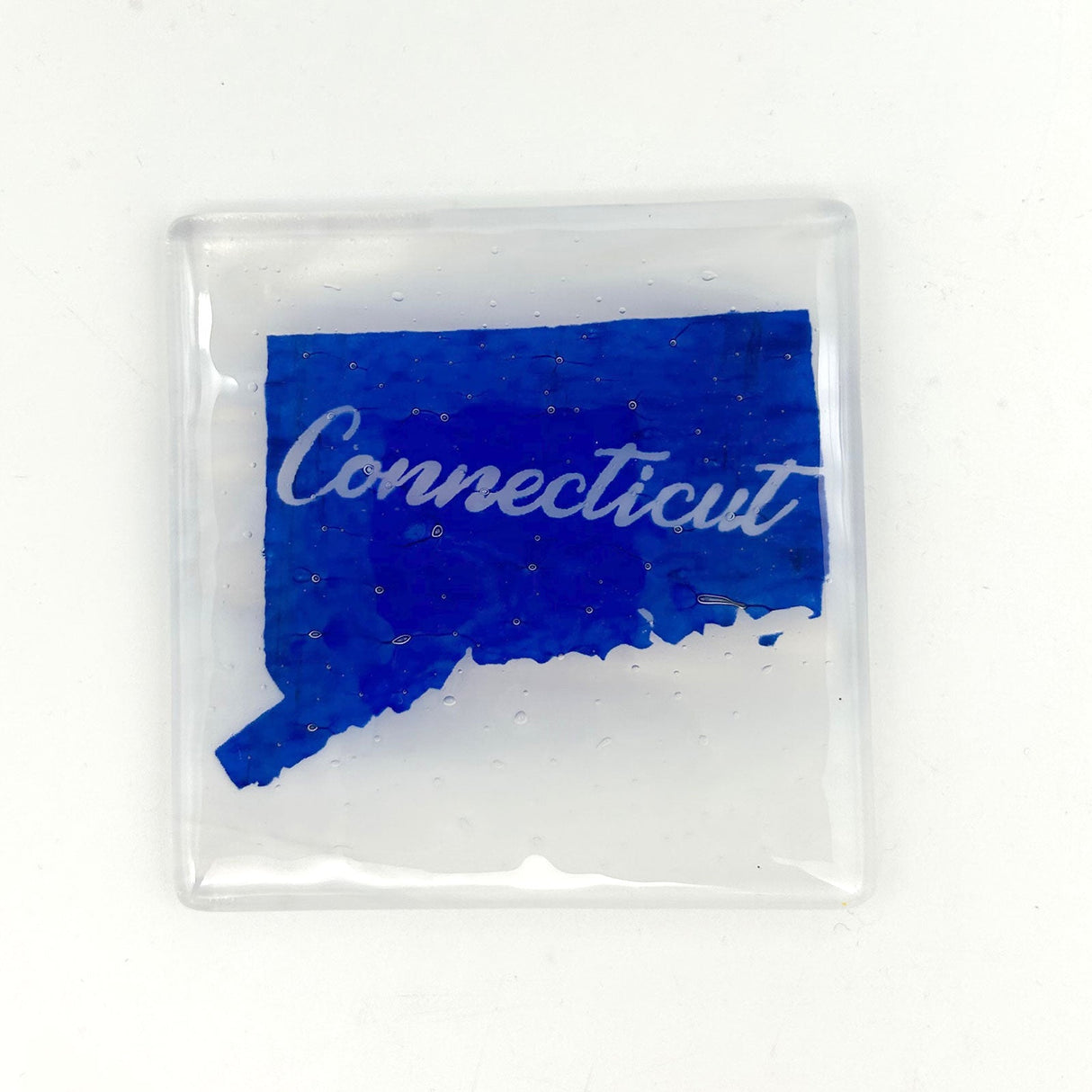 US States Fused Glass 4" Single Coaster - Rainbow Pride or Single Color Background - made to order