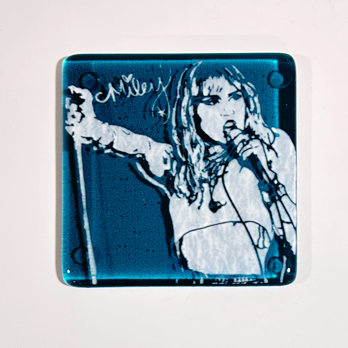 Miley Cyrus Fused Glass 4" Single Coaster
