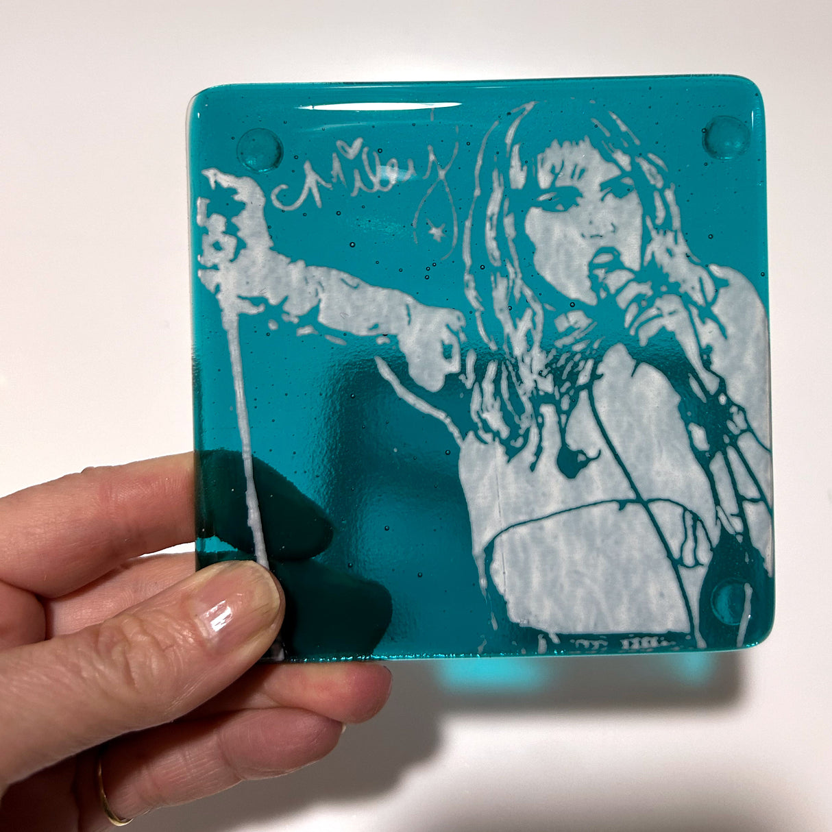 Miley Cyrus Fused Glass 4" Single Coaster