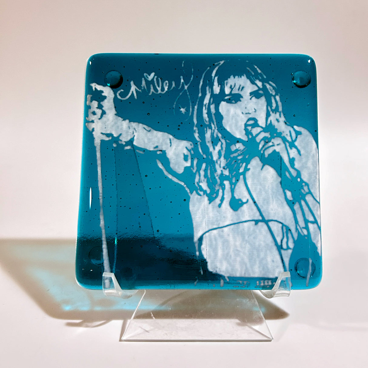 Miley Cyrus Fused Glass 4" Single Coaster