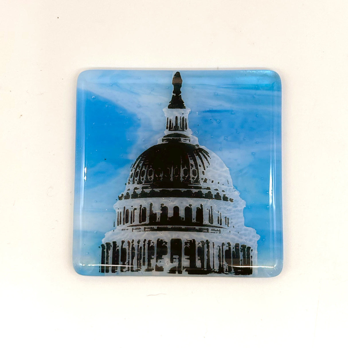Washington DC Capitol Dome Fused Glass 4" Single Coaster