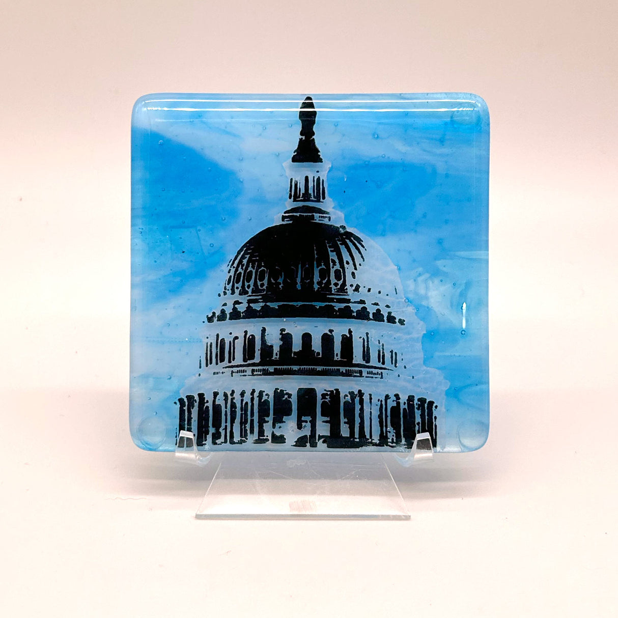 Washington DC Capitol Dome Fused Glass 4" Single Coaster