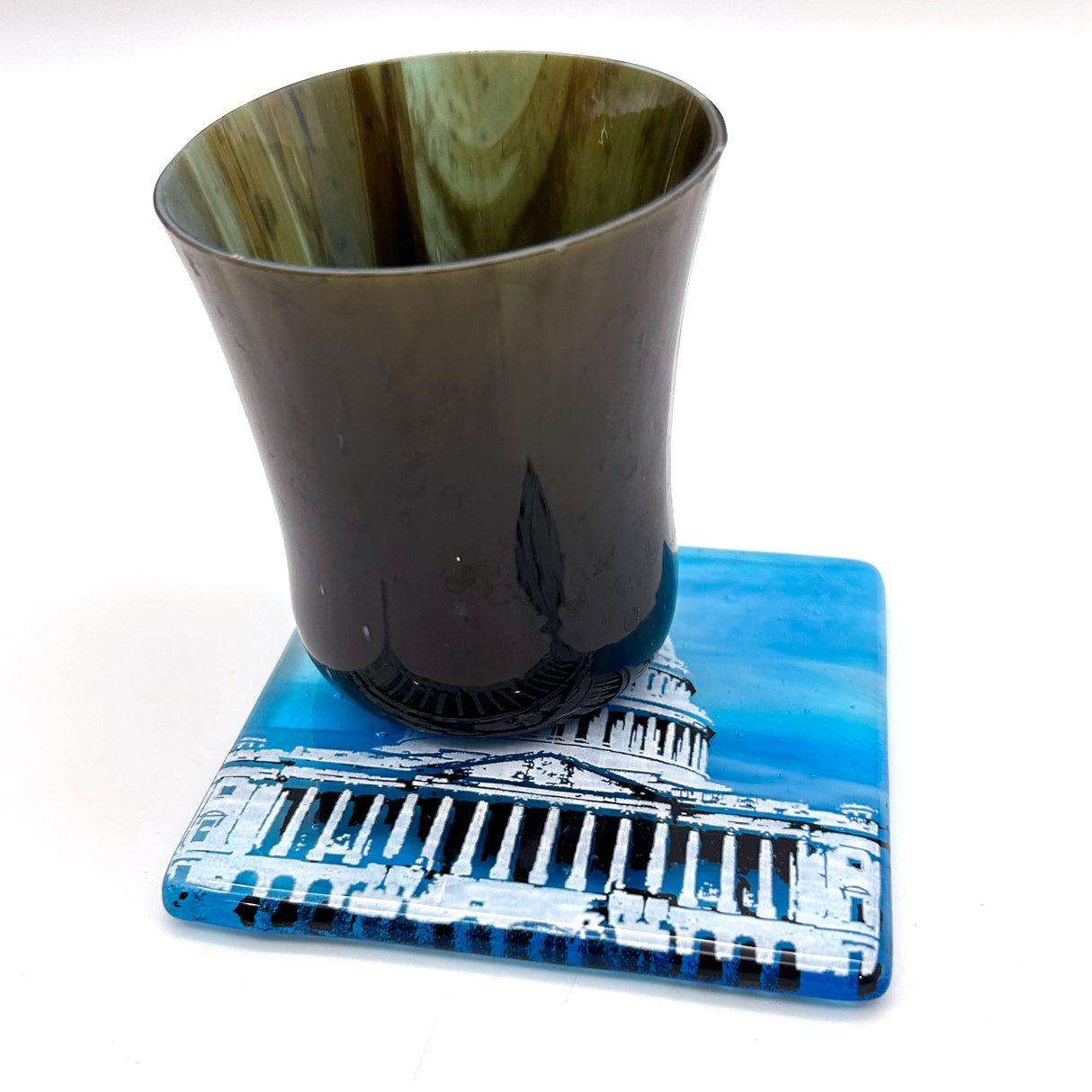 Washington DC Capitol Building Fused Glass 4" Single Coaster - made to order