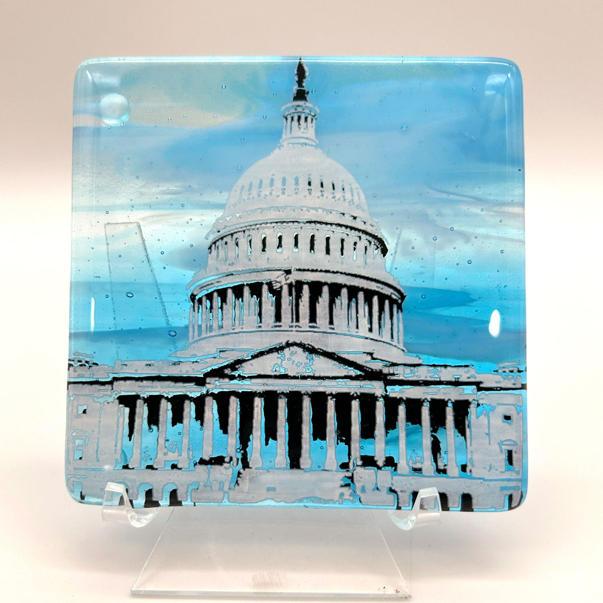 Washington DC Capitol Building Fused Glass 4" Single Coaster - made to order