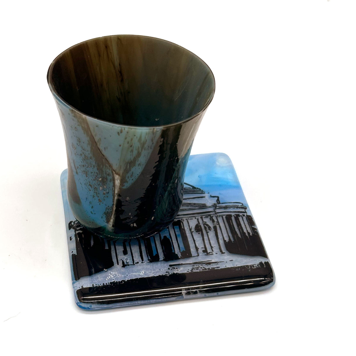 Washington DC Jefferson Memorial  Fused Glass 4" Single Coaster
