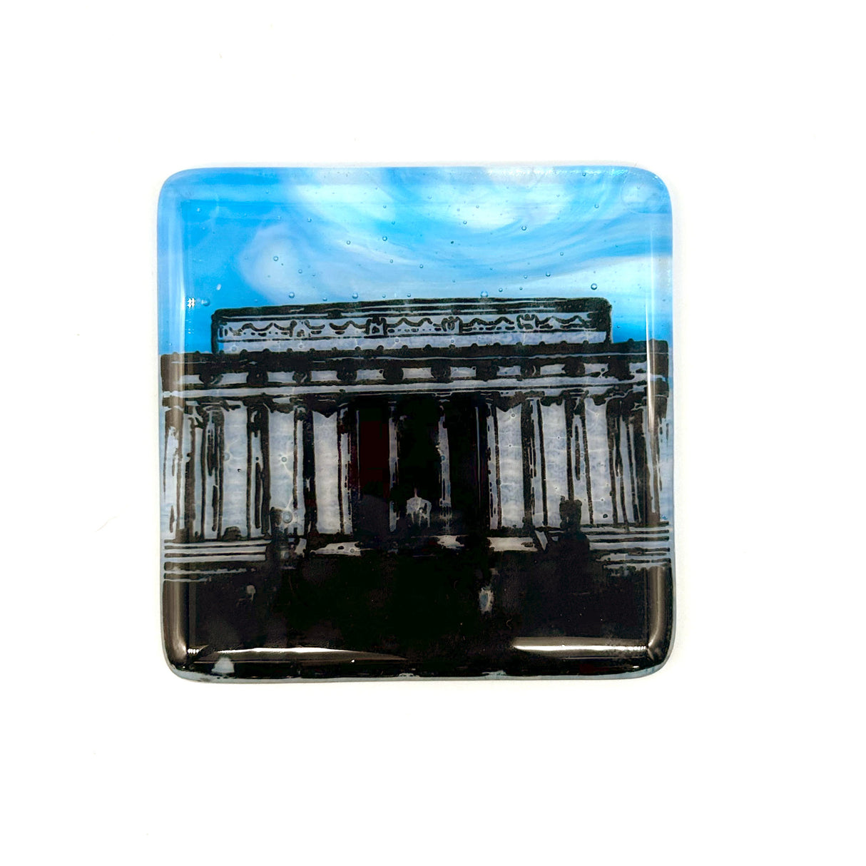 Washington DC Lincoln Memorial 4.5" Handmade Fused Glass Catch-all Dish