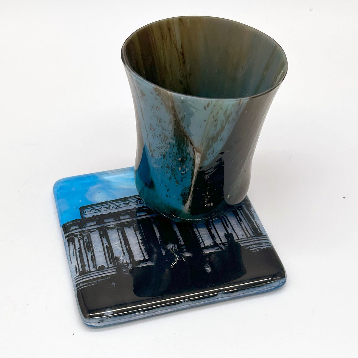 Washington DC Lincoln Memorial  Fused Glass 4" Single Coaster