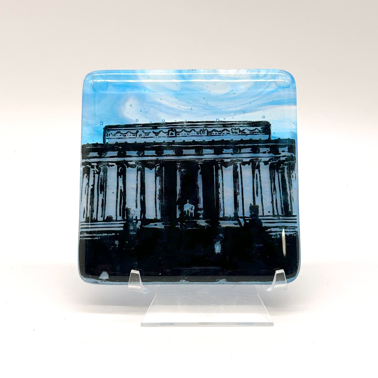Washington DC Lincoln Memorial 4.5" Handmade Fused Glass Catch-all Dish