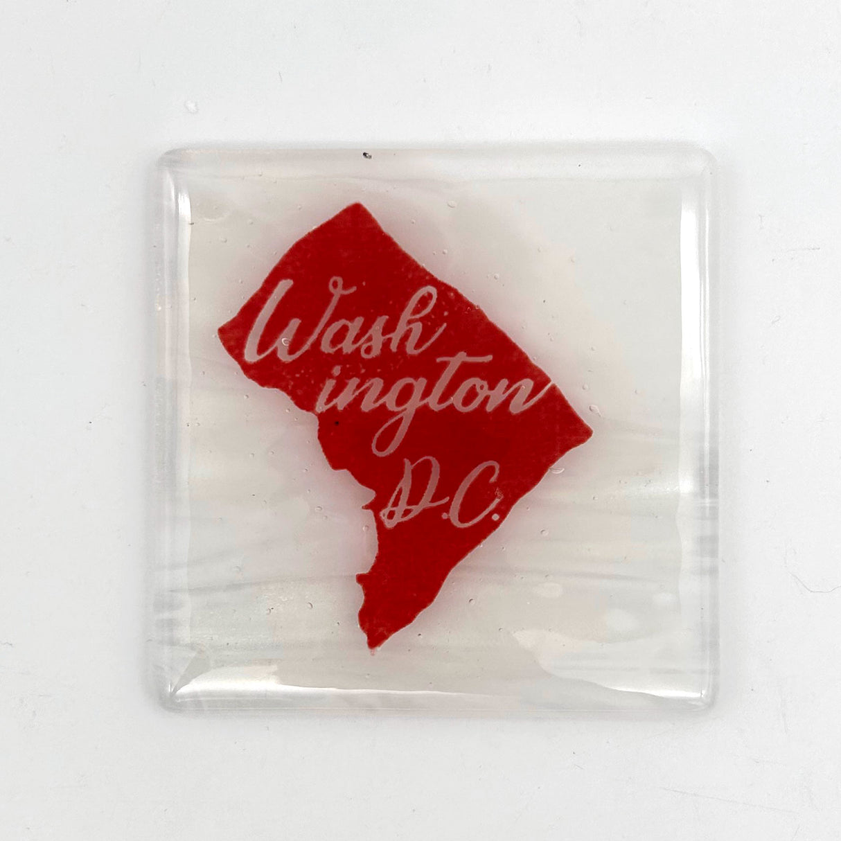 Washington DC Map Fused Glass 4" Single Coaster - Rainbow Pride or Single Color Background - made to order