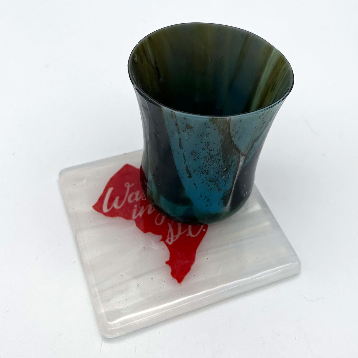 Washington DC Map Fused Glass 4" Single Coaster - Rainbow Pride or Single Color Background - made to order