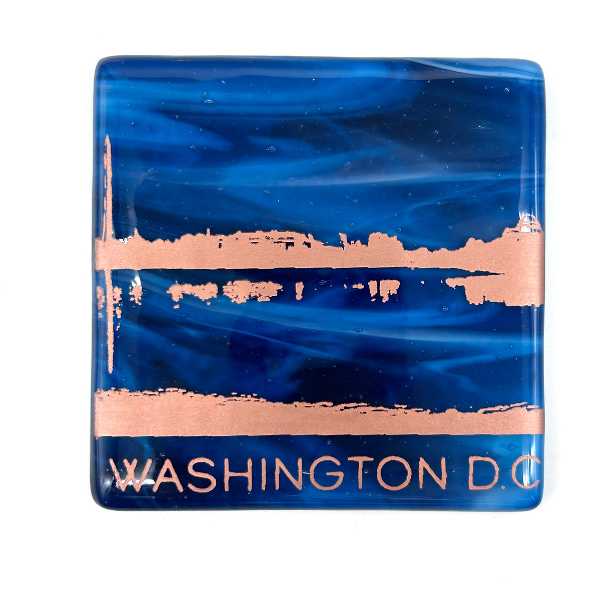 Washington DC Sunset Skyline Fused Glass 4" Coaster