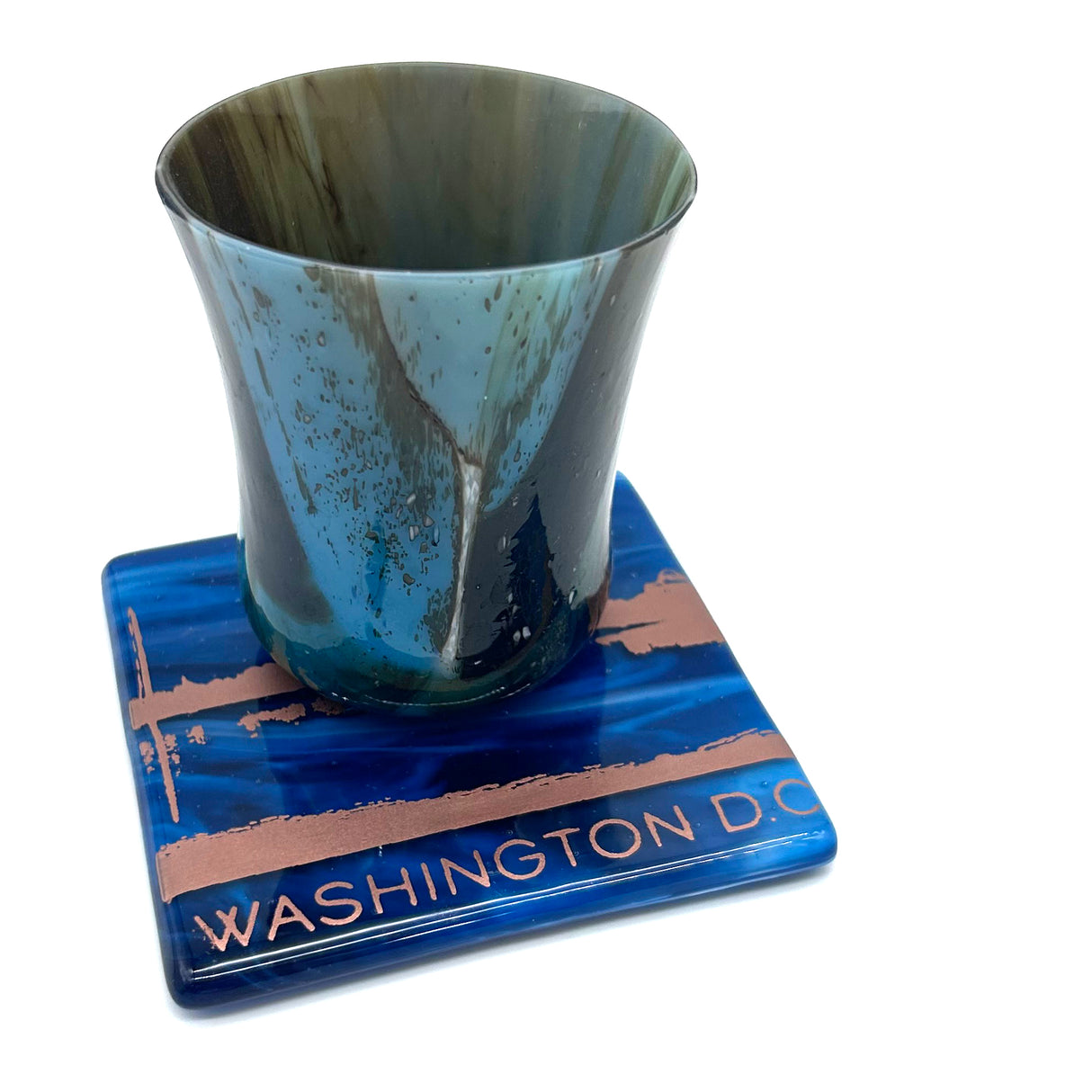 Washington DC Sunset Skyline Fused Glass 4" Coaster