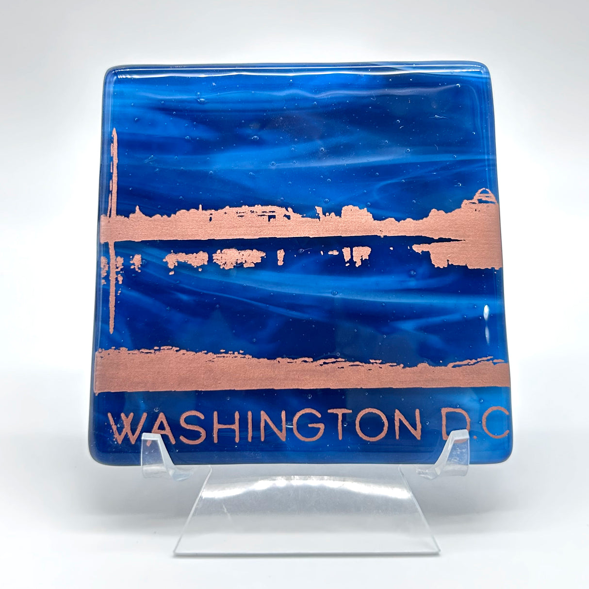 Washington DC Sunset Skyline Fused Glass 4" Coaster