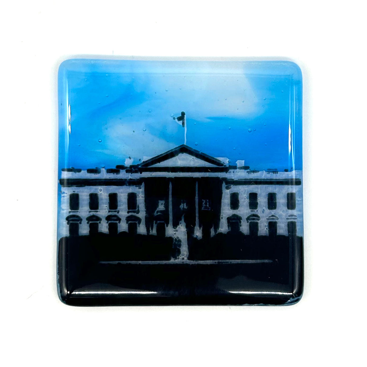 Washington DC White House 4.5" Handmade Fused Glass Catch-all Dish