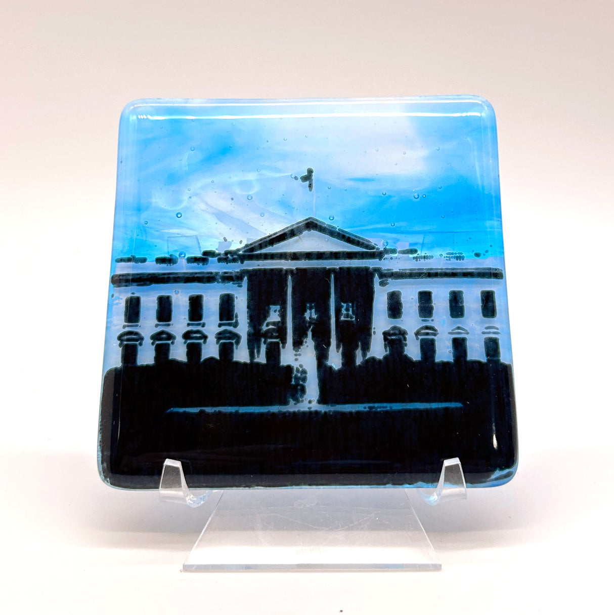 Washington DC White House 4.5" Handmade Fused Glass Catch-all Dish