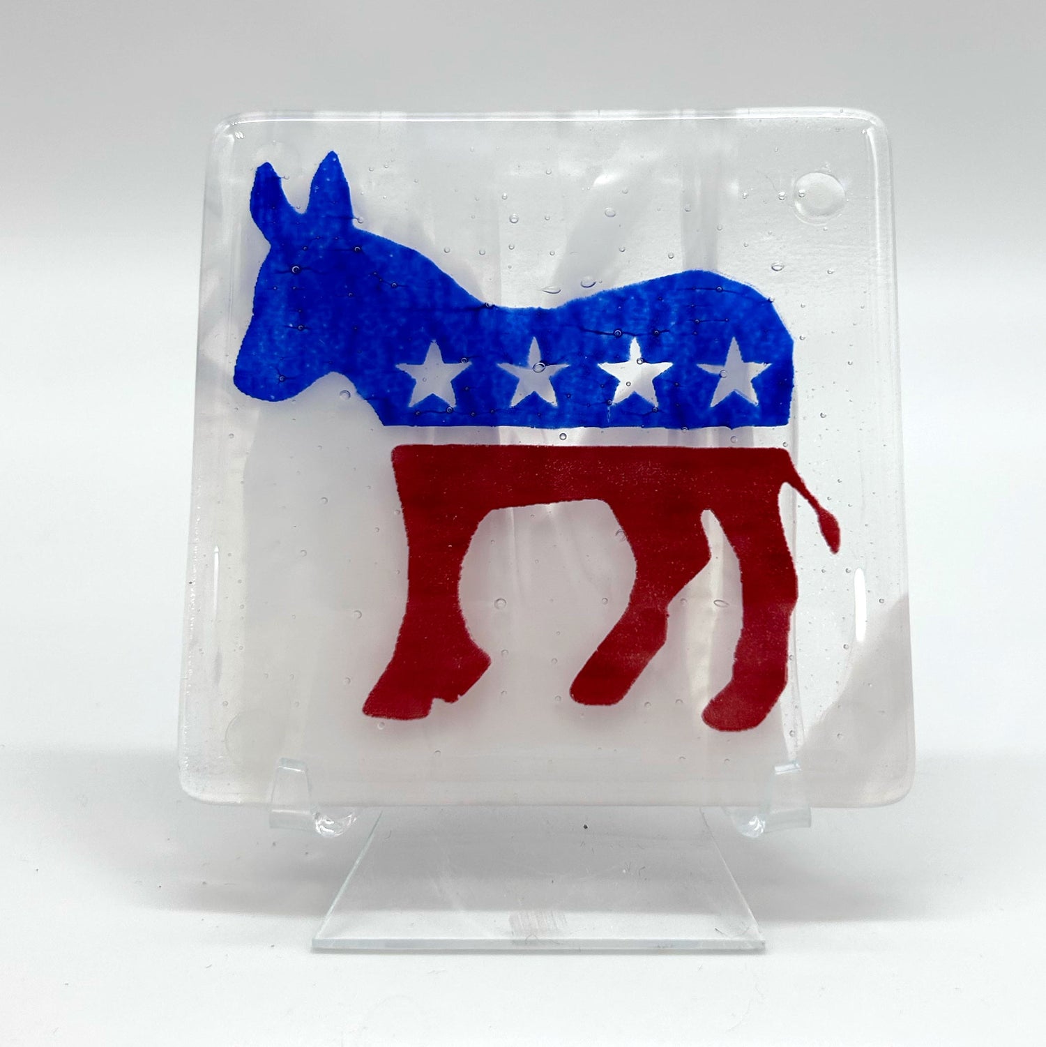 Democratic Donkey Political Fused Glass 4" Single Coaster