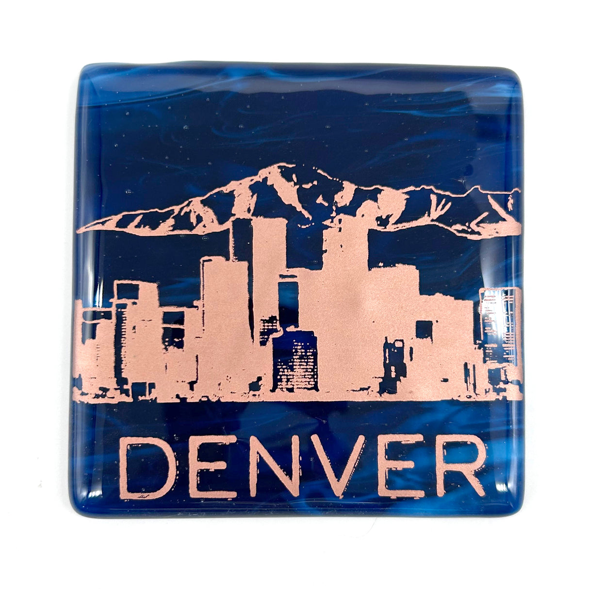 Denver Sunset Skyline Fused Glass 4" Coaster