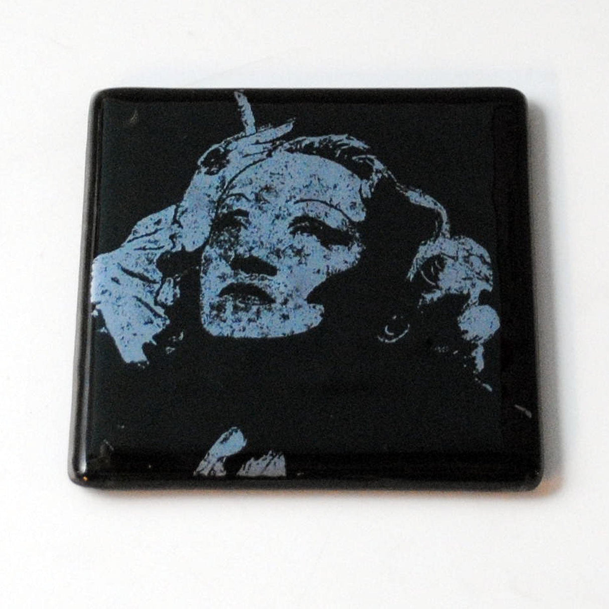 Marlene Dietrich Fused Glass 4" Single Coaster
