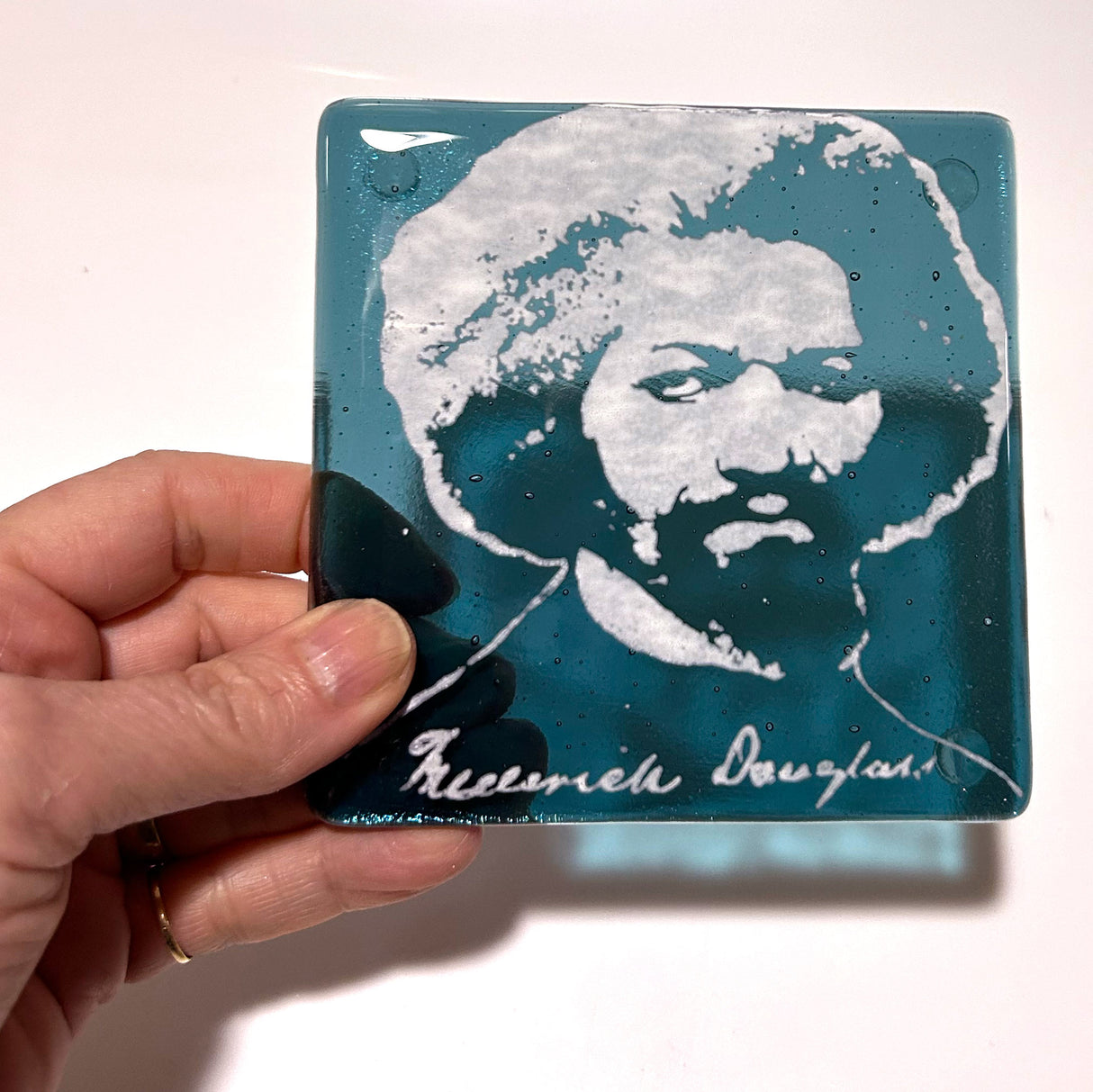 Frederick Douglass Fused Glass 4" Single Coaster