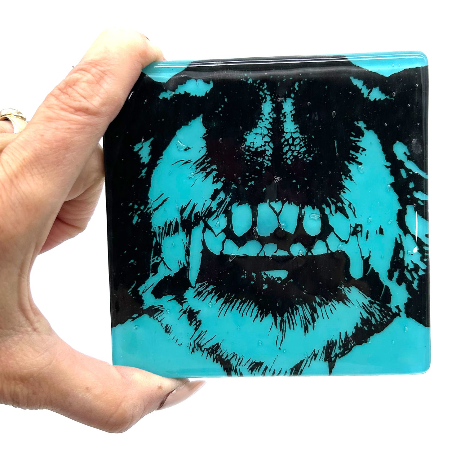 Dr. Teeth (Dog) Handmade 4" Handmade Fused Glass Coaster