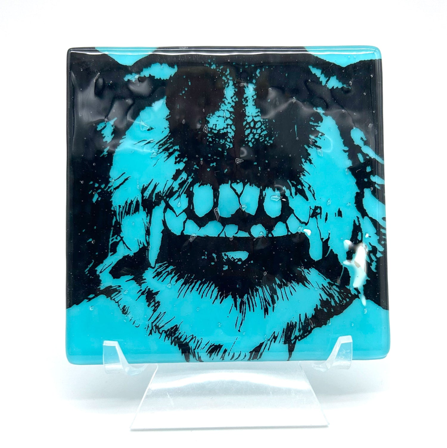 Dr. Teeth (Dog) Handmade 4" Handmade Fused Glass Coaster