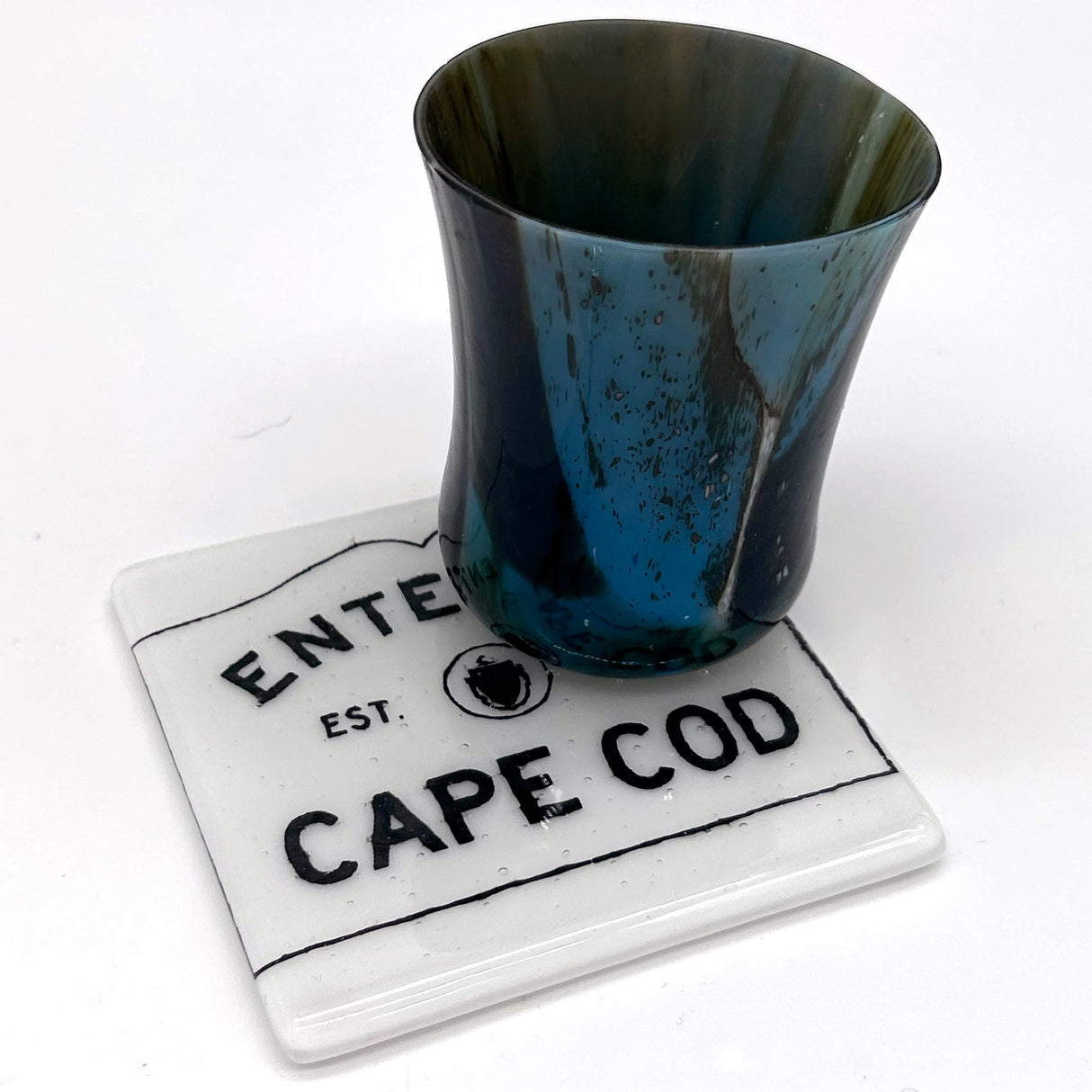 Entering Cape Cod Fused Glass 4" Single Coaster - made to order