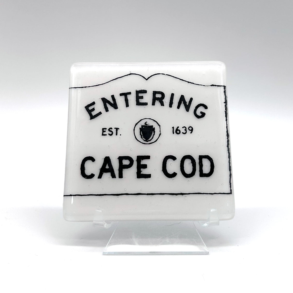 Entering Cape Cod Fused Glass 4" Single Coaster - made to order