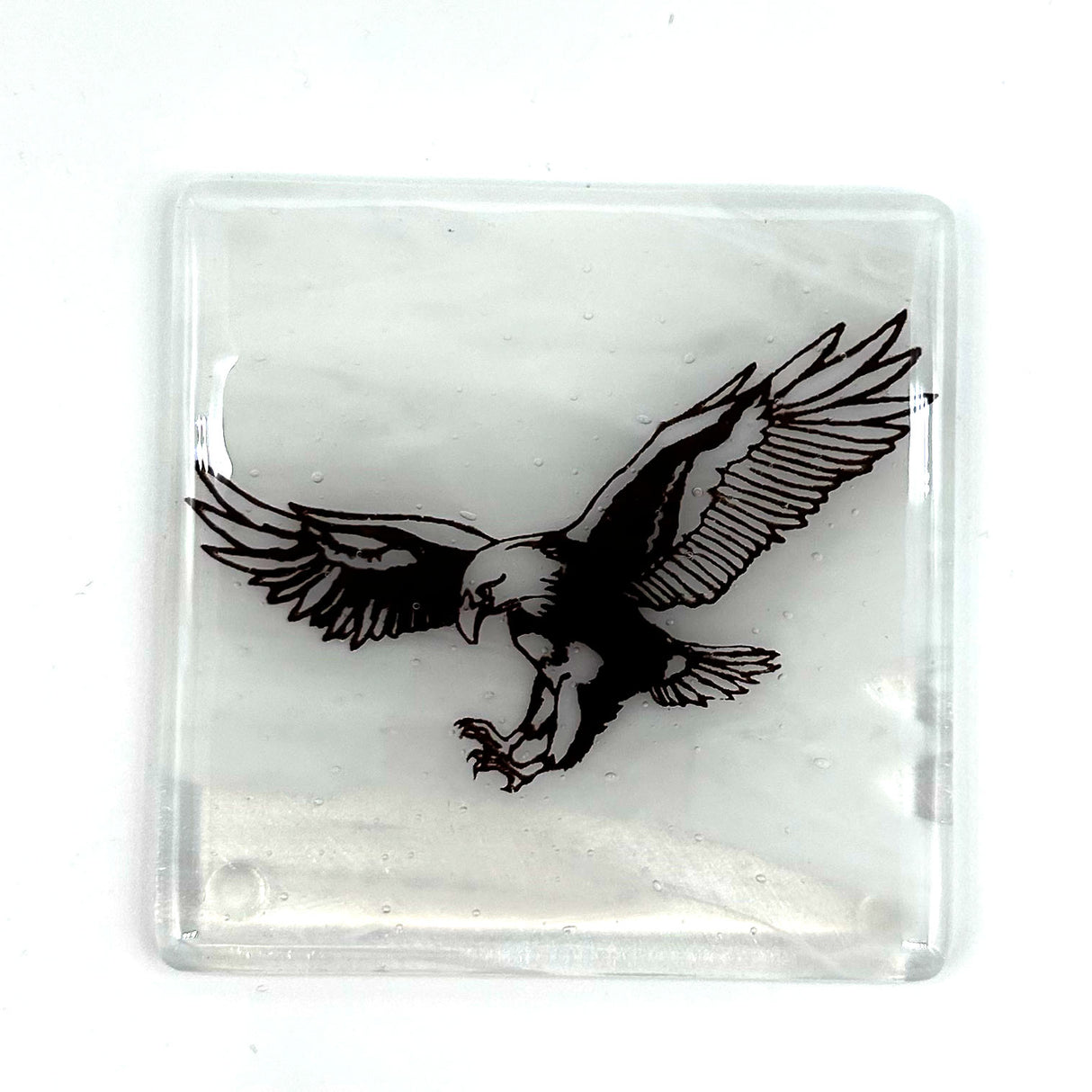 Bald Eagle Fused Glass 4" Single Coaster