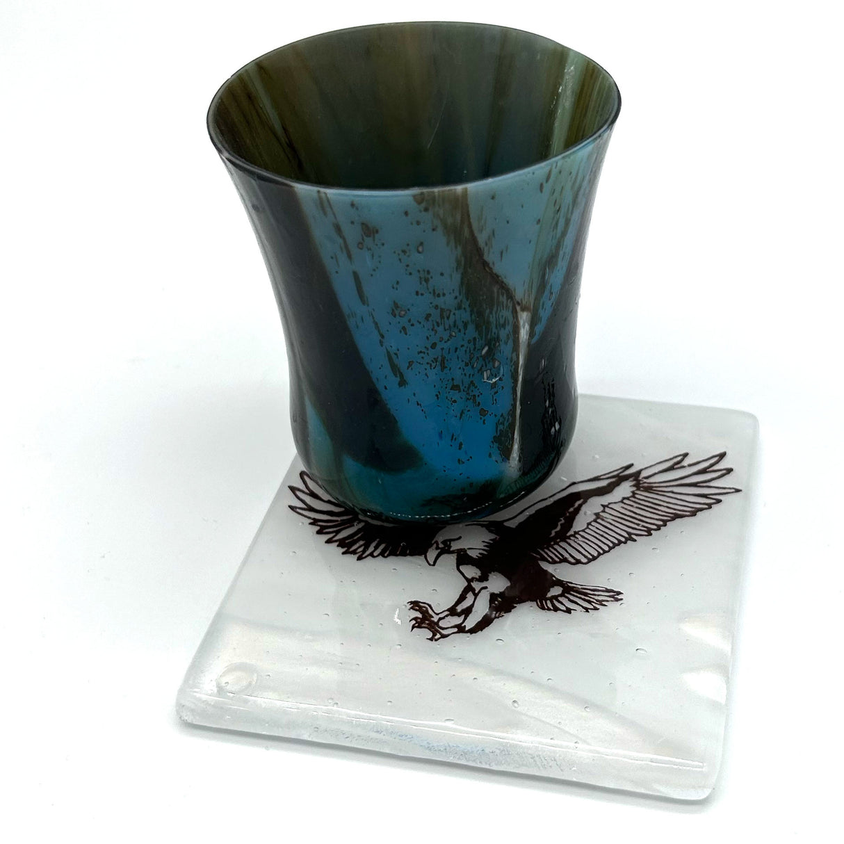 Bald Eagle Fused Glass 4" Single Coaster