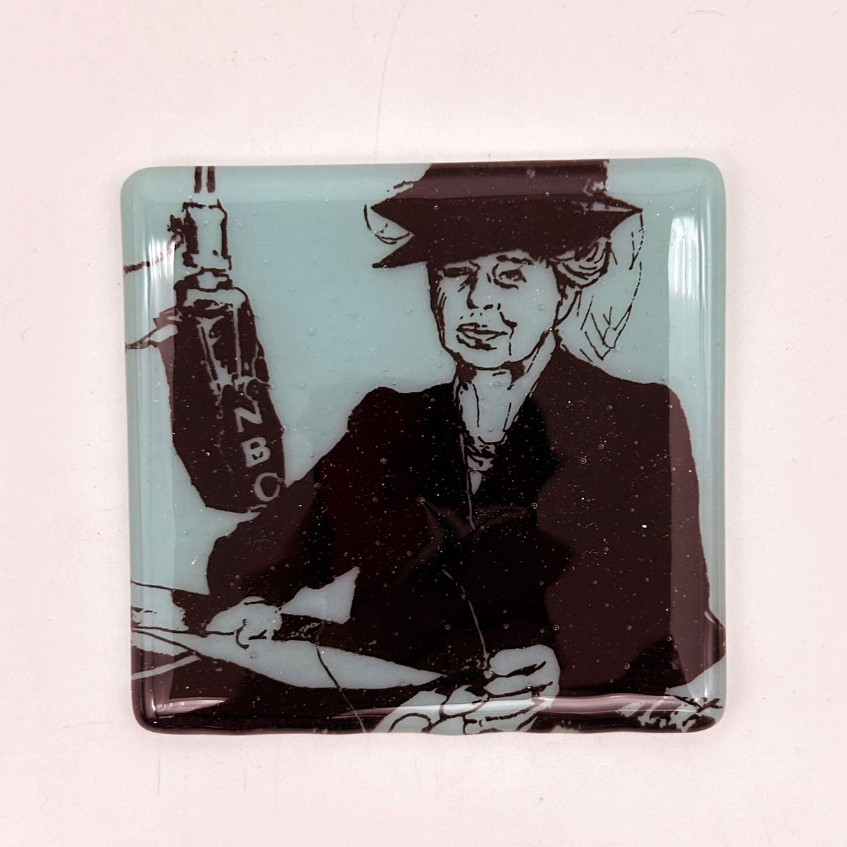 Eleanor Roosevelt (Fireside Chat) Fused Glass 4" Single Coaster