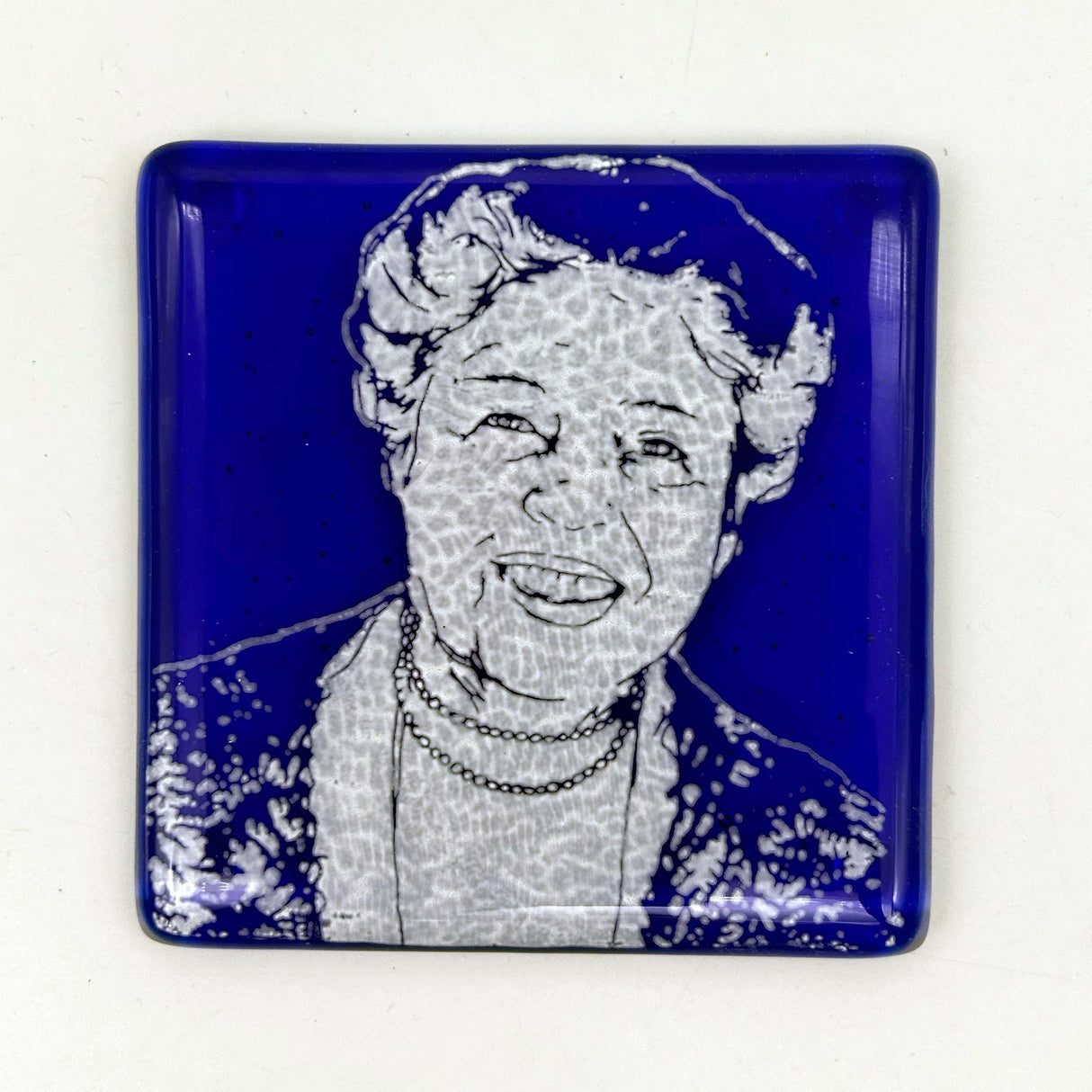 Eleanor Roosevelt (Smile) Fused Glass 4" Single Coaster