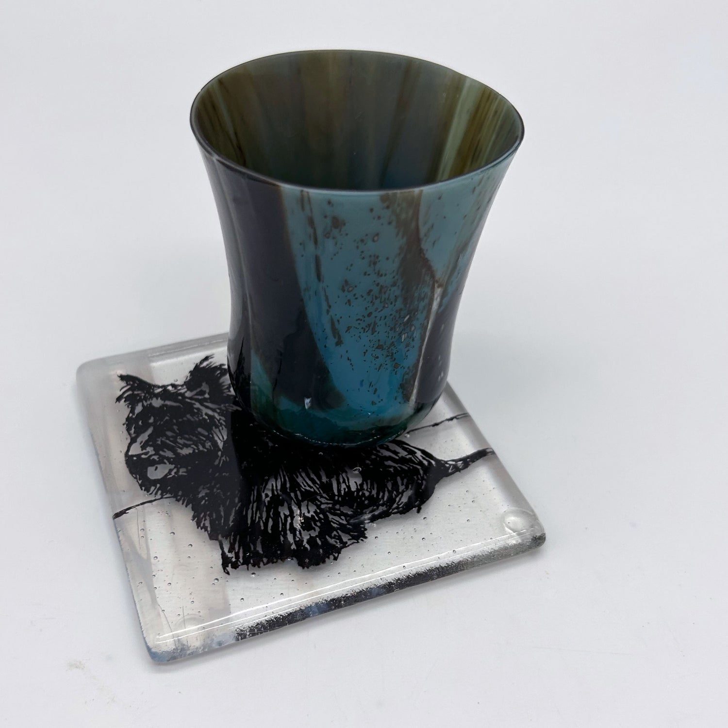 FDR Fala Roosevelt Dog Fused Glass 4" Single Coaster
