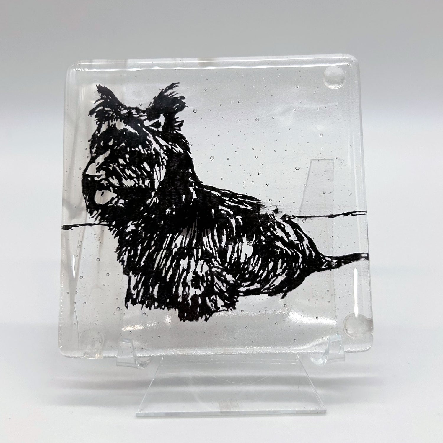 FDR Fala Roosevelt Dog Fused Glass 4" Single Coaster