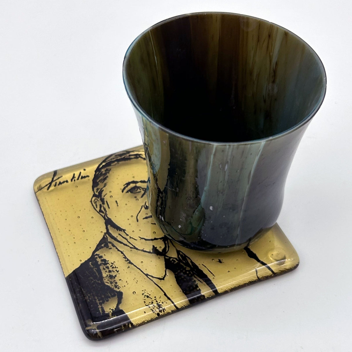 Franklin Delano Roosevelt FDR Fused Glass 4" Single Coaster