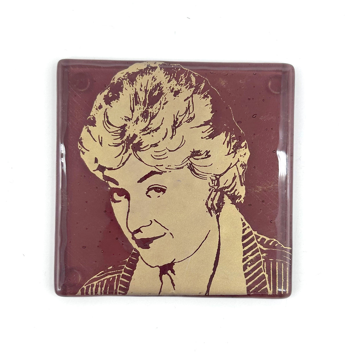 Bea Arthur from the Golden Girls Fused Glass 4" Single Coaster