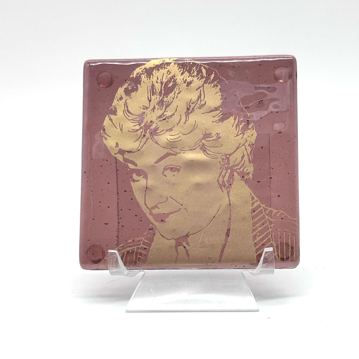Bea Arthur from the Golden Girls Fused Glass 4" Single Coaster