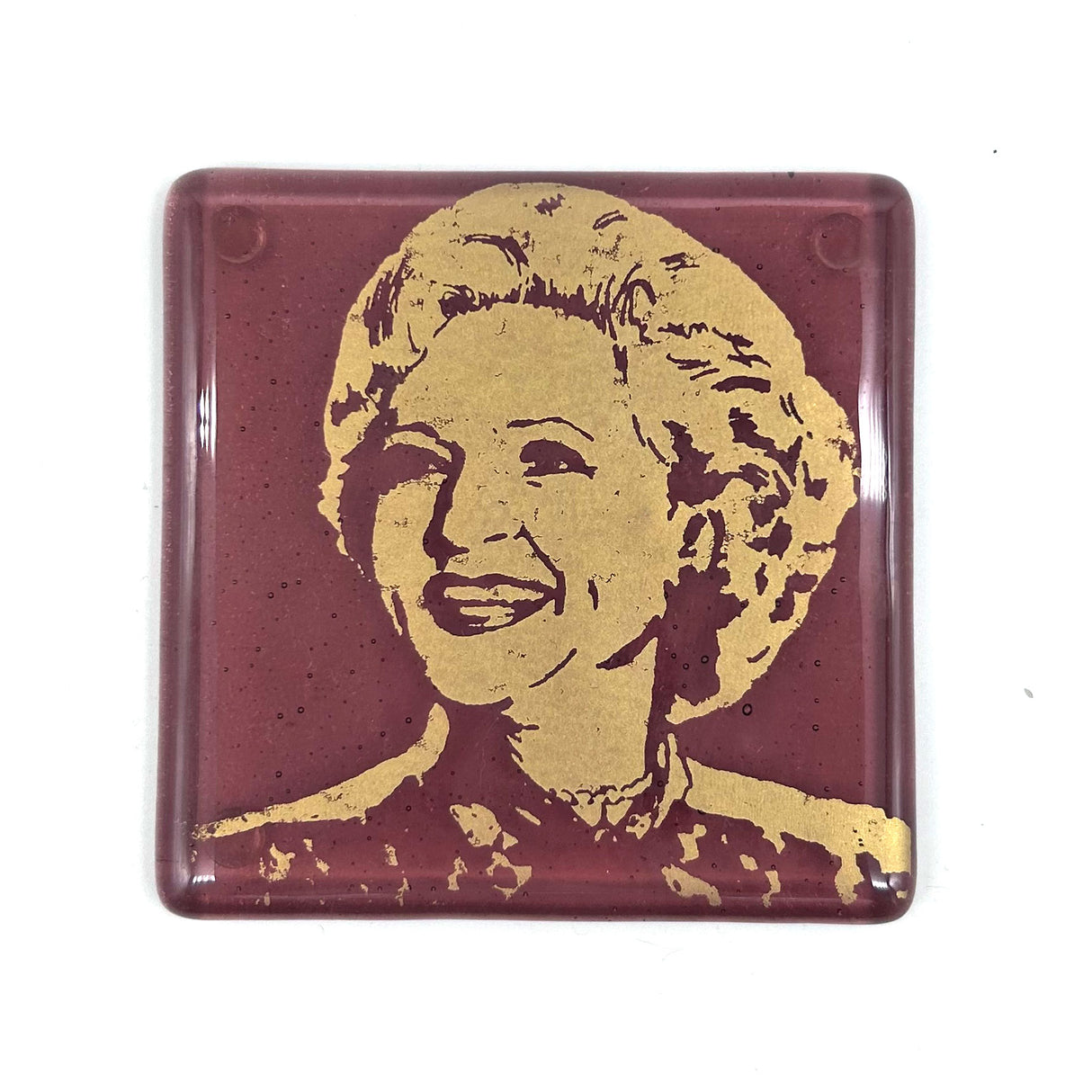 Betty White from the Golden Girls Fused Glass 4" Single Coaster