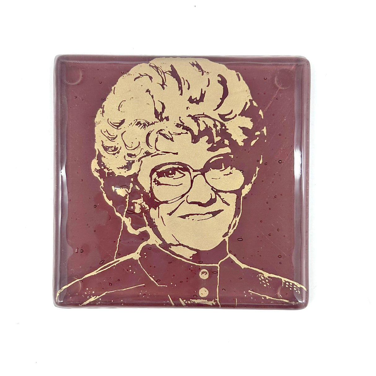 Estelle Getty from the Golden Girls Fused Glass 4" Single Coaster