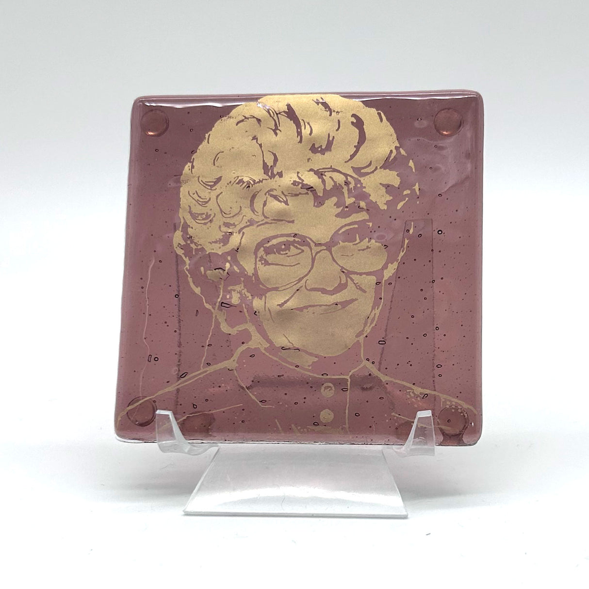 Estelle Getty from the Golden Girls Fused Glass 4" Single Coaster