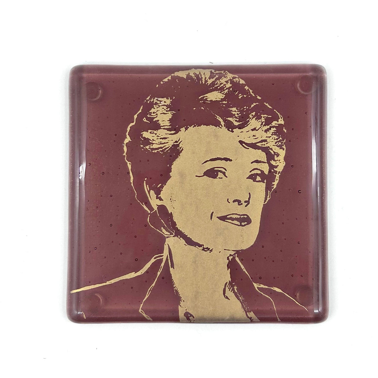 Rue McClanahan from the Golden Girls Fused Glass 4" Single Coaster