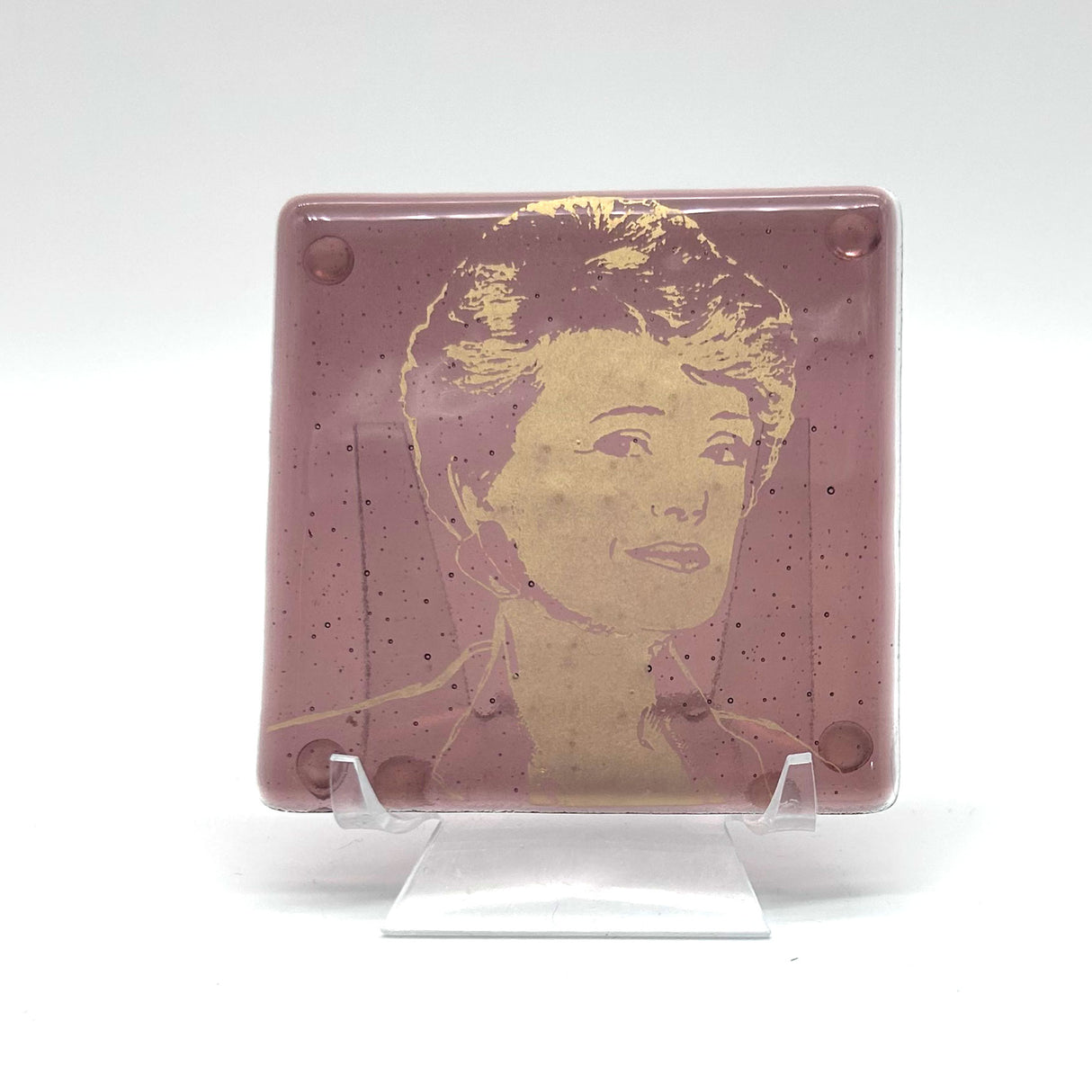 Rue McClanahan from the Golden Girls Fused Glass 4" Single Coaster
