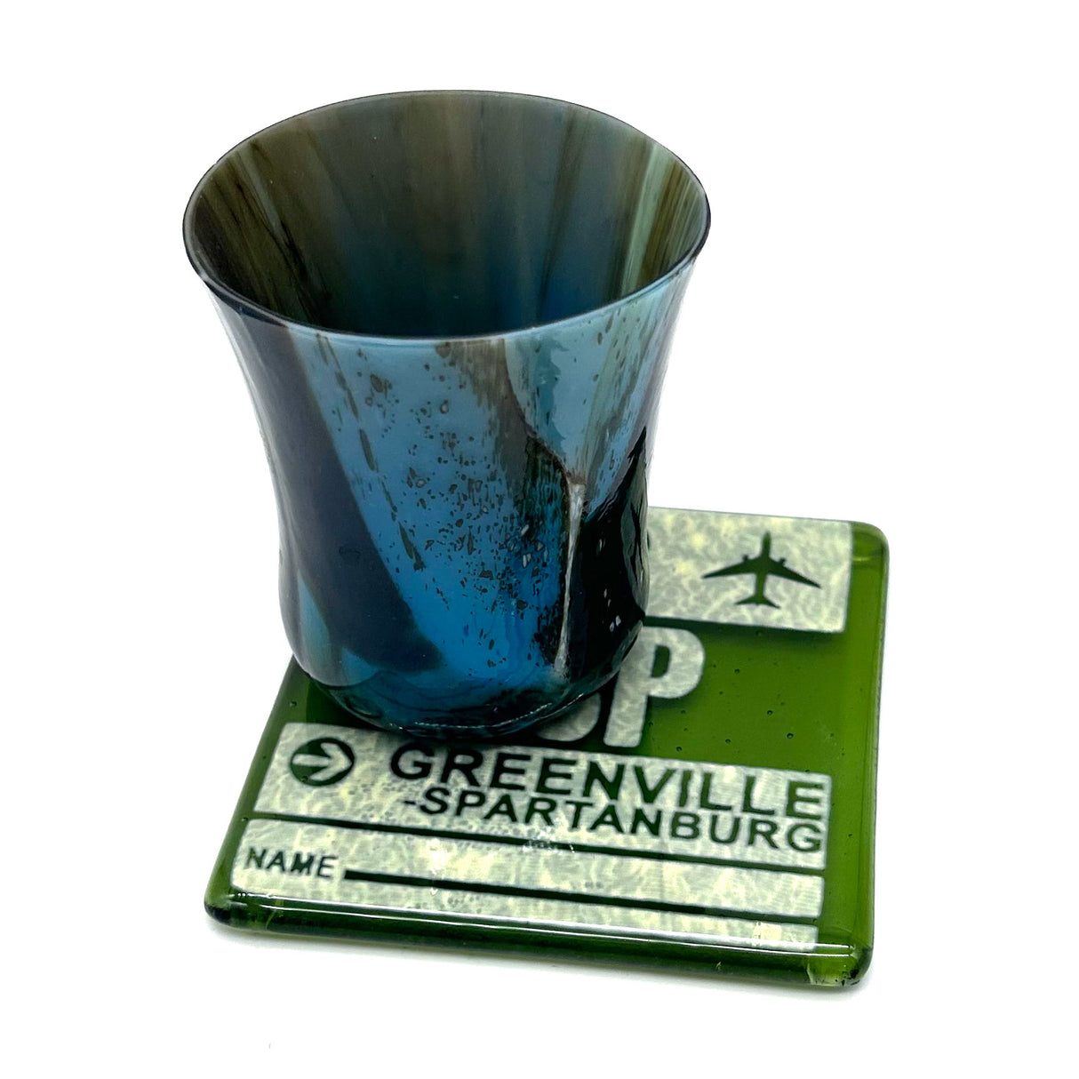 South Carolina GSP Vintage Luggage Tag Fused Glass 4" Coaster