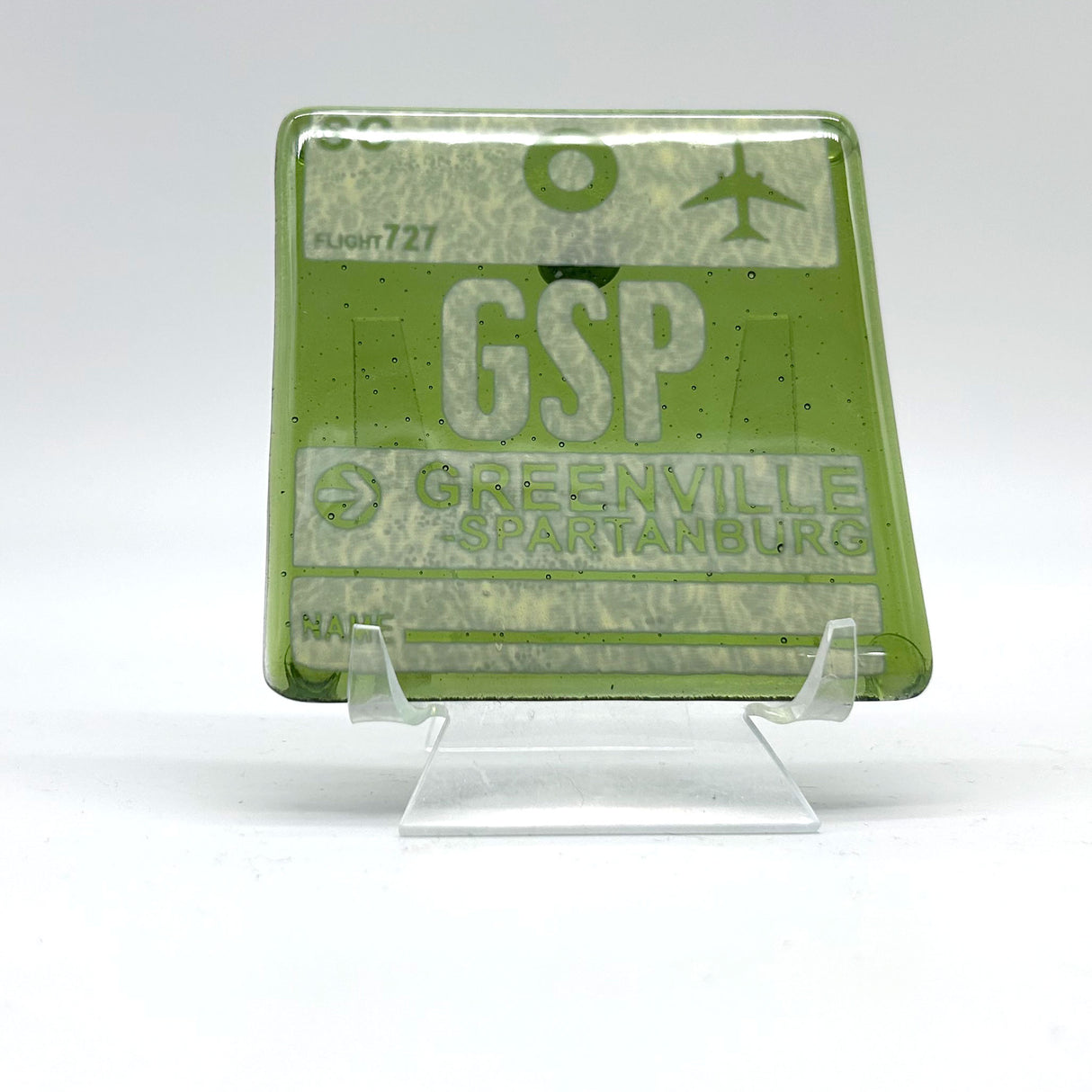 South Carolina GSP Vintage Luggage Tag Fused Glass 4" Coaster