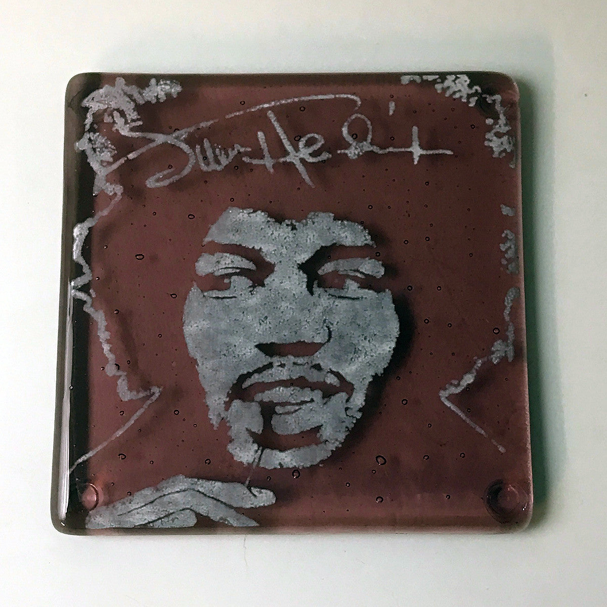 Jimi Hendrix Fused Glass 4" Single Coaster