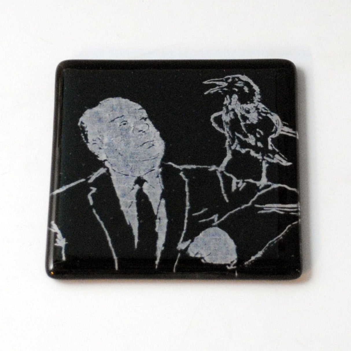 Alfred Hitchcock Fused Glass 4" Single Coaster