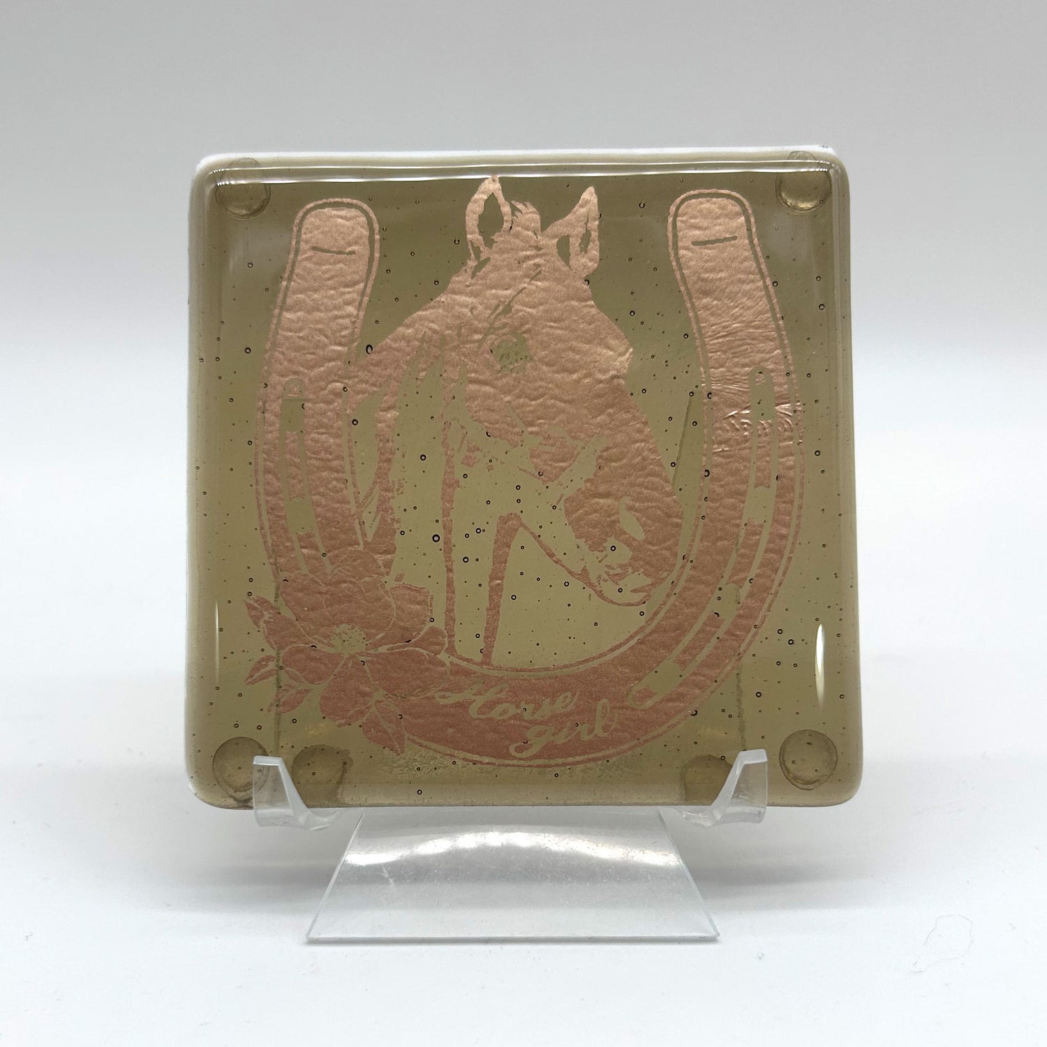 Horse Girl Handmade 4" Single Fused Glass Coaster