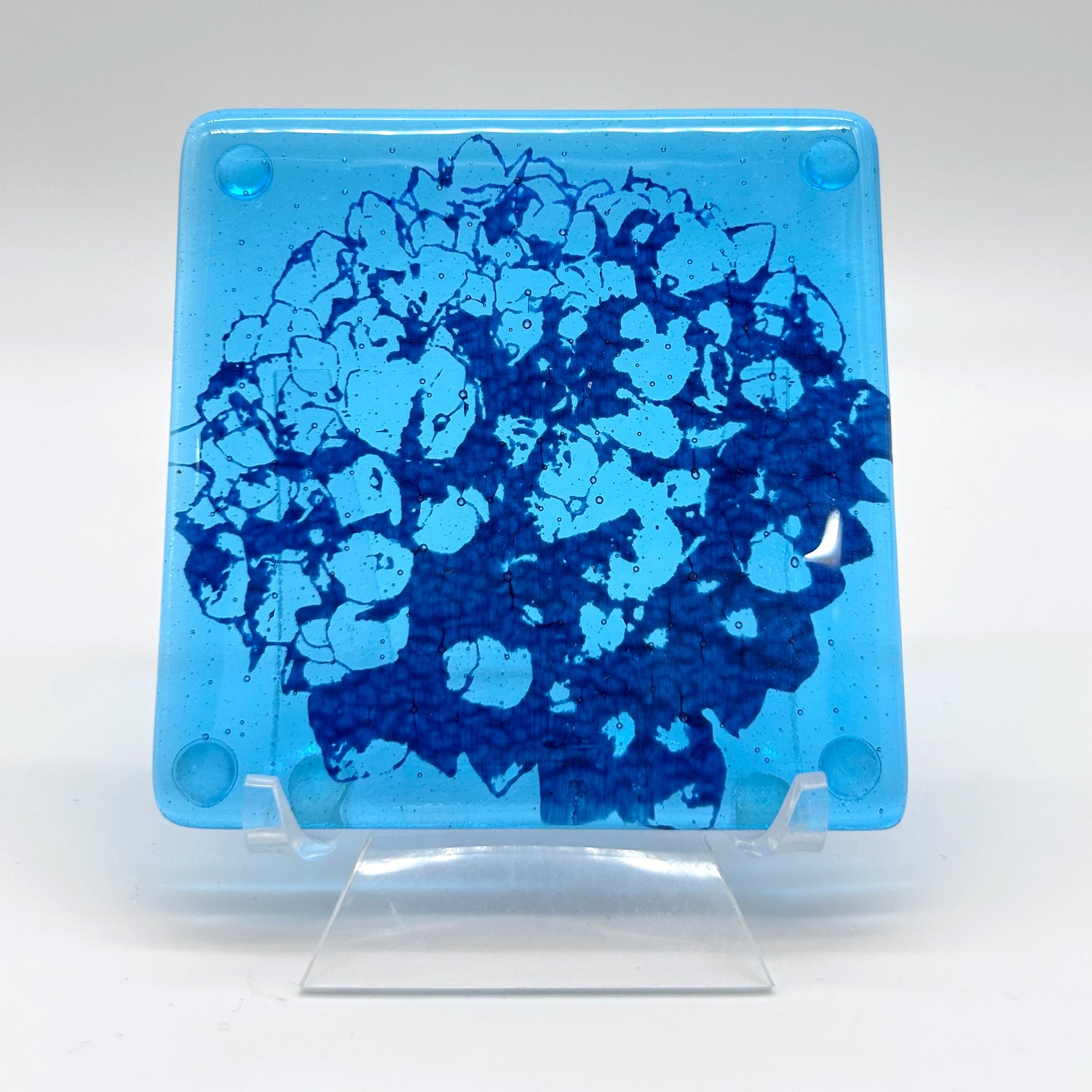 Hydrangea Handmade 4" Handmade Fused Glass Coaster