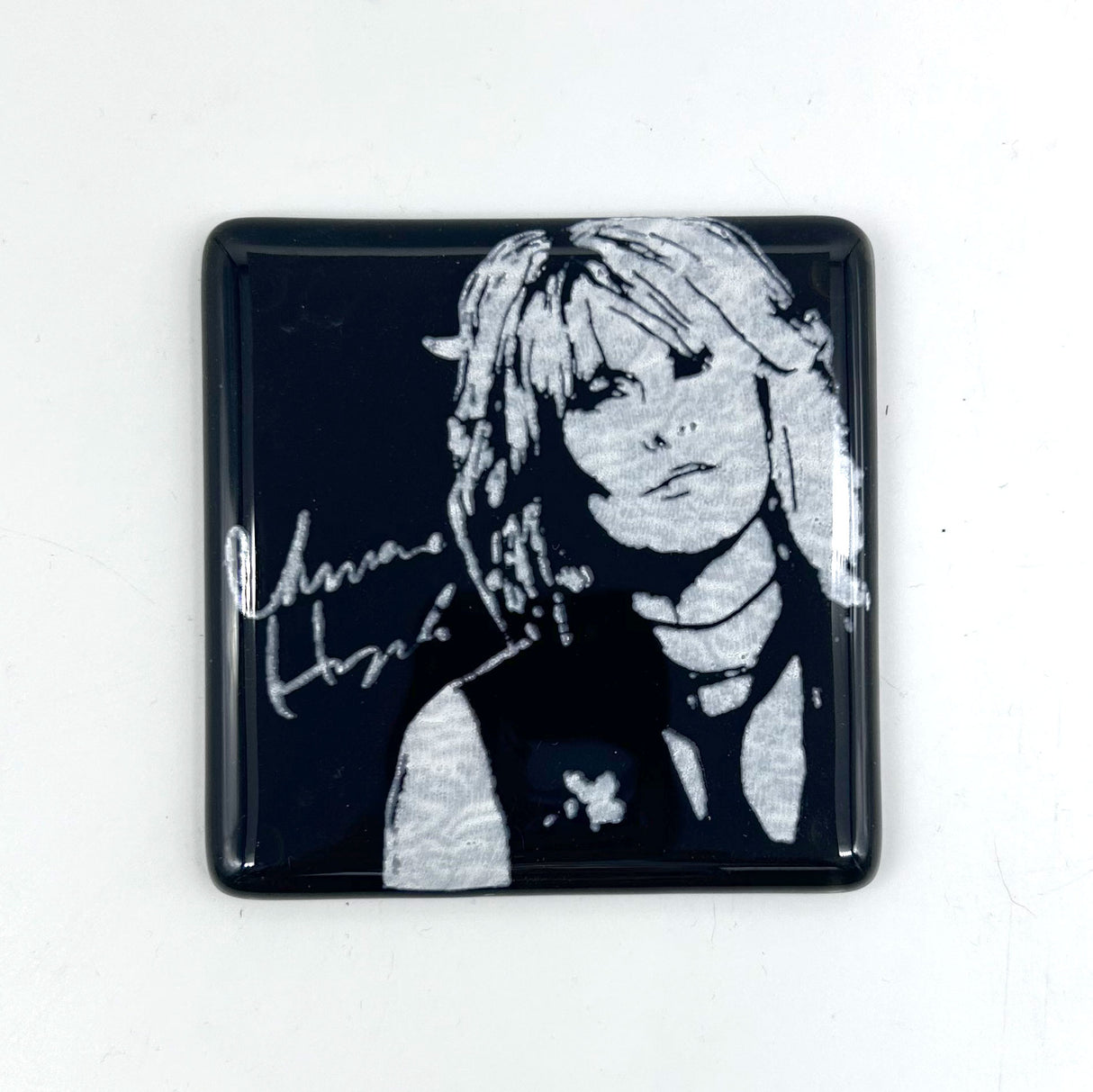 Chrissie Hynde Fused Glass 4" Single Coaster